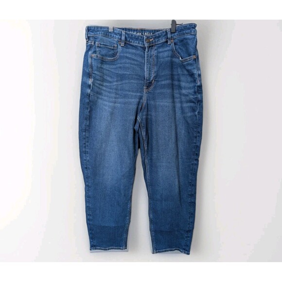 American Eagle Outfitters Denim - American Eagle Mom Jeans Women’s 18 Blue High Rise Straight Stretch Denim Casual